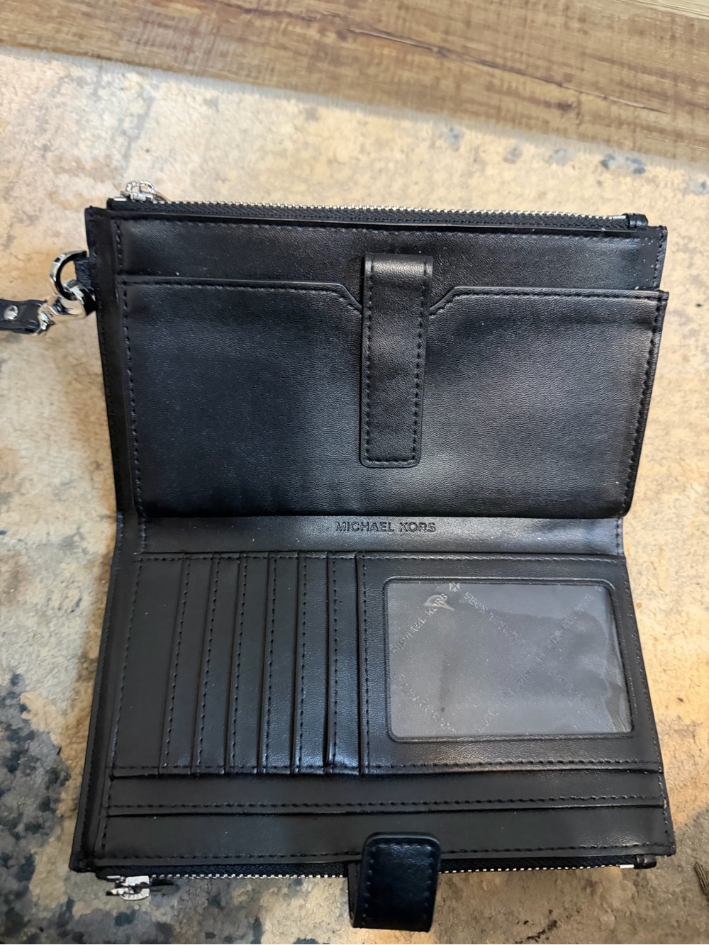 Michael Kors Black MK Logo Wristlet with Silver Hardware - Picture 2 of 2